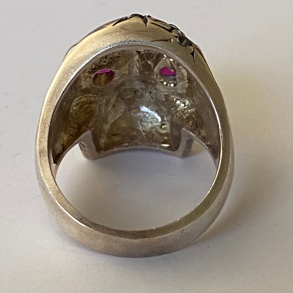 925 Silver stars skull bike biker ring cz stone - Picture 5 of 5